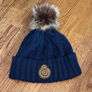 Ralph Lauren Navy Kids or lady Beanie with Pom-Pom